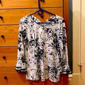 Karl Lagerfeld blouse. No tags but never worn. Black and white flower pattern.